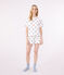Pijama corto de algodón con estampado de corazones para mujer blanco MARSHMALLOW/blanco MULTICO