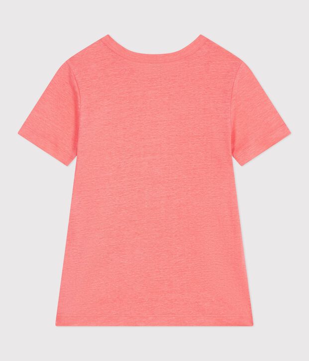 Camiseta de lino lisa de manga corta para mujer FLAMAND