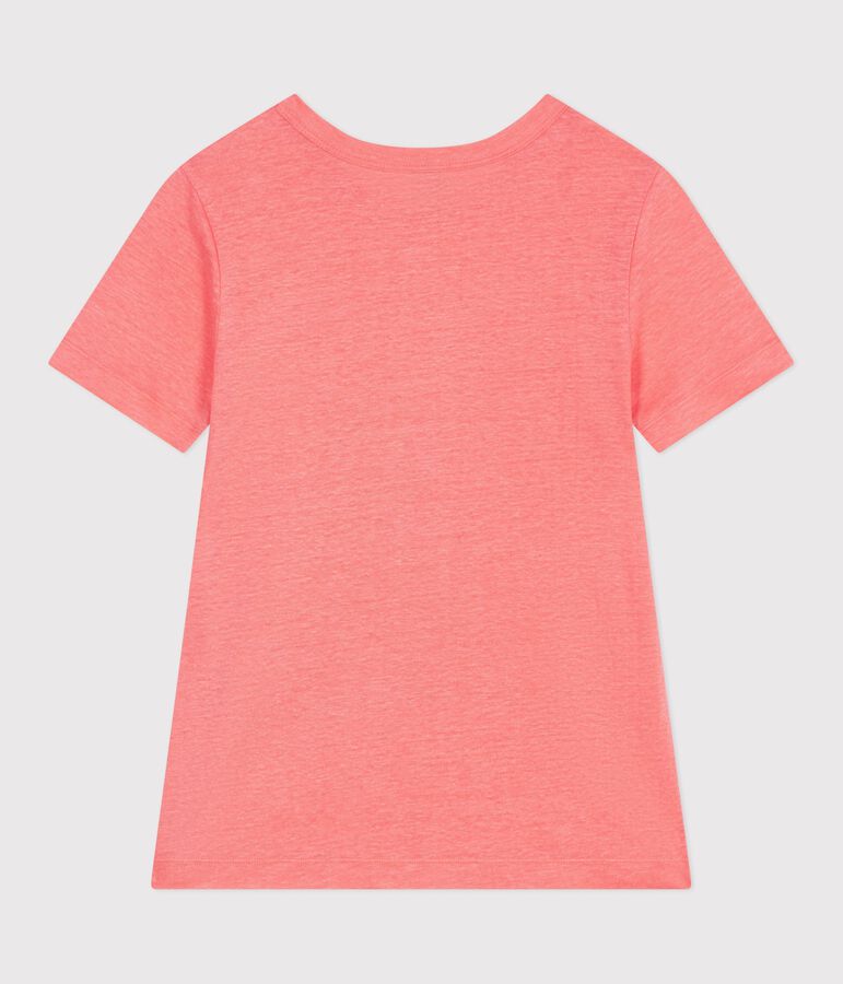 Camiseta lisa de algod&oacute;n de manga corta para mujer rosa