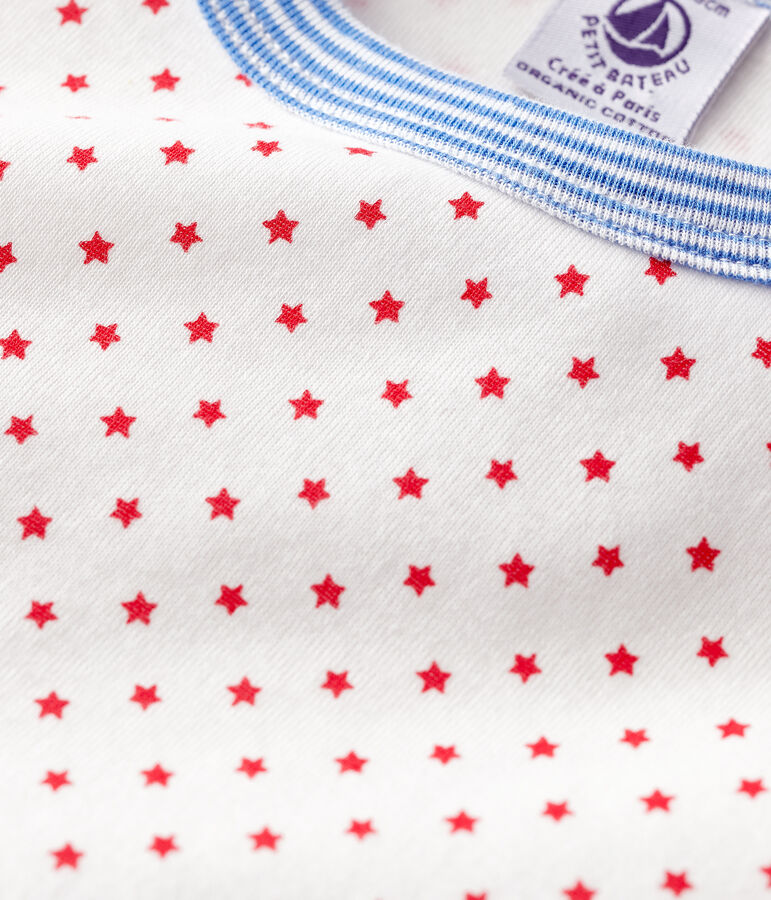 Pijama con motivos de algod&oacute;n org&aacute;nico infantil unisex blanco MARSHMALLOW/rojo PEPS