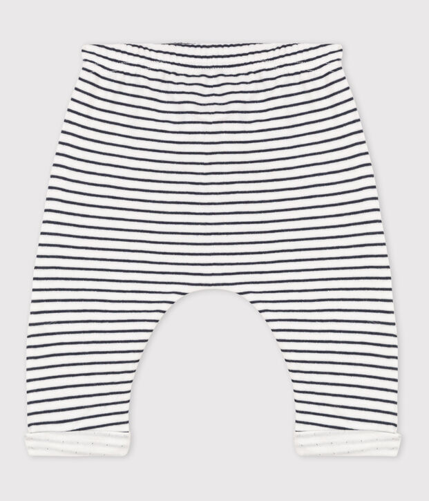Pantal&oacute;n de rayas marineras de beb&eacute; de t&uacute;bico de algod&oacute;n blanco/azul