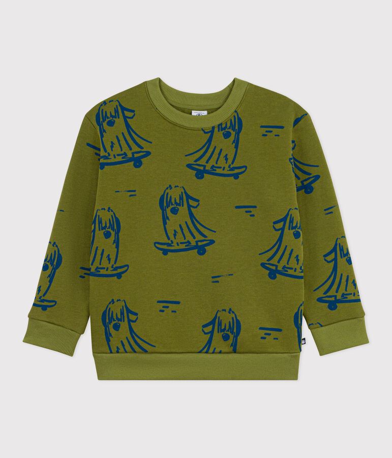 Sudadera infantil de algod&oacute;n con estampado verde/azul