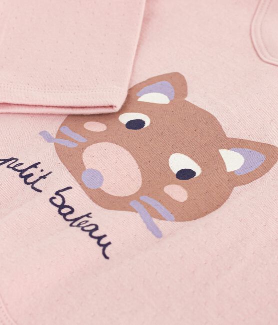 Camiseta de algodón de manga larga con motivo de gato para bebé rosa JOLI