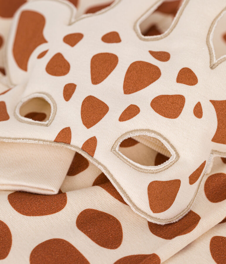 Pijama infantil de algod&oacute;n tipo disfraz de jirafa crudo/marron