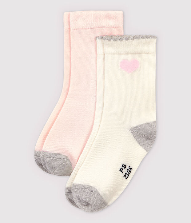 Juego de 2 pares de calcetines de ni&ntilde;a multicolor