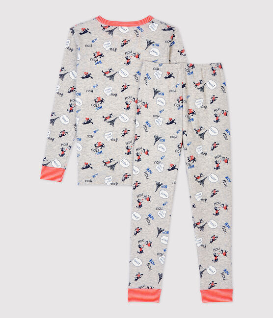 Pijama snugfit con estampado de París de niño de algodón orgánico gris BELUGA/blanco MULTICO