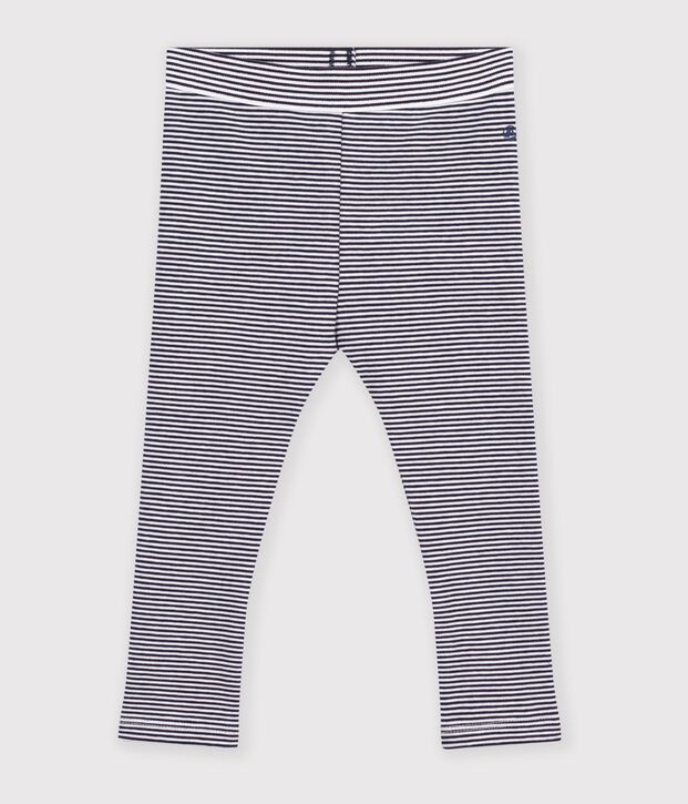 Leggings de algod&oacute;n a rayas para beb&eacute; azul/blanco
