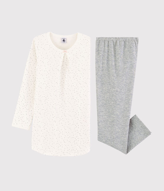 Camisón de estrellas con leging para niña en túbico blanco MARSHMALLOW/gris ARGENT