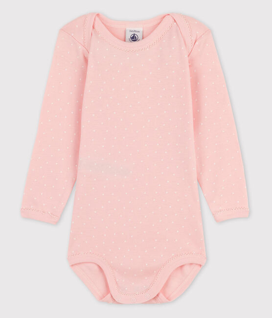 Bodi de manga larga de bebé niña rosa MINOIS/blanco MARSHMALLOW