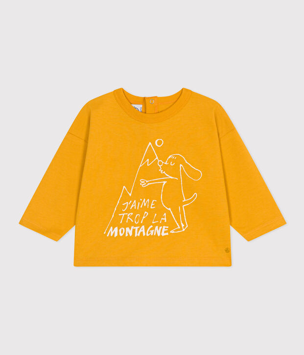 Camiseta de manga larga de jersey para beb&eacute; amarillo
