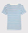 Camiseta L'ICONIQUE con cuello de pico de algodón orgánico de mujer blanco MARSHMALLOW/azul DELFT