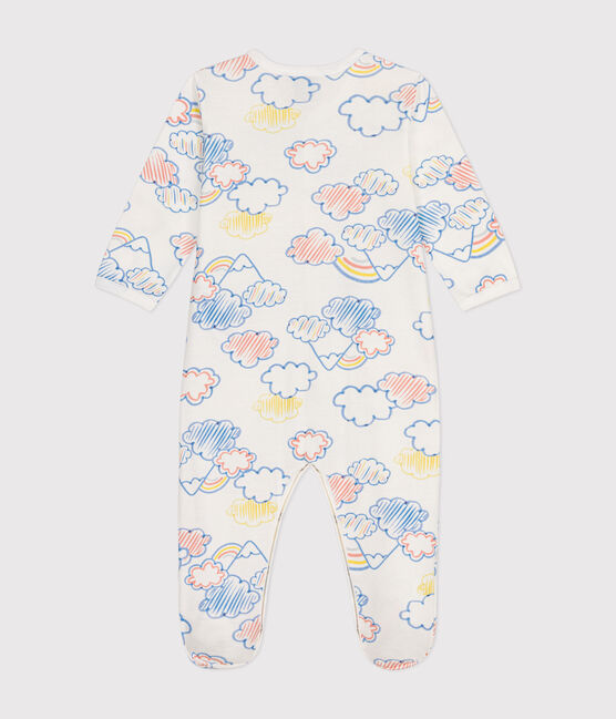 Pijama de algodón con estampado de arcoíris para bebé blanco MARSHMALLOW/blanco MULTICO