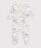Pijama de algodón con estampado de arcoíris para bebé blanco MARSHMALLOW/blanco MULTICO