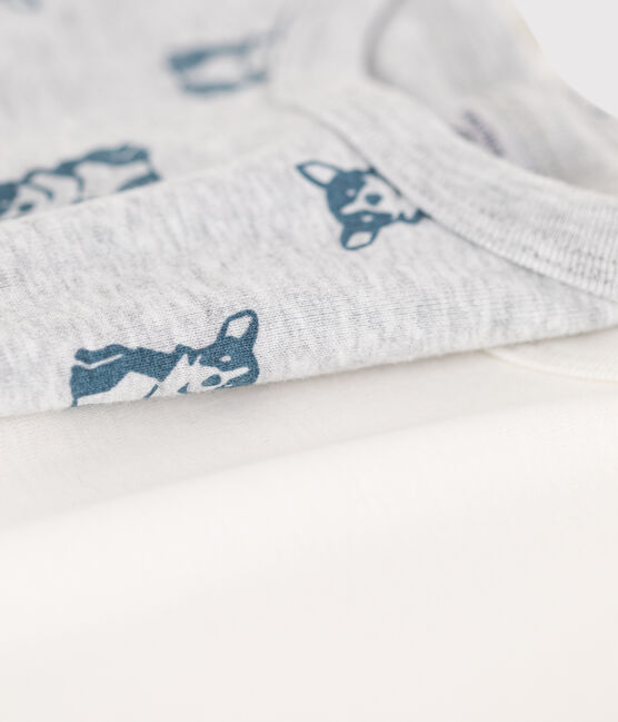 Juego de 2 camisetas de manga corta con perrito de algodón de niño variante 1