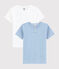 Juego de 2 camisetas de manga corta de milrayas azules de algodón ecológico para niño pequeño variante 1