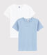 Juego de 2 camisetas de manga corta de milrayas azules de algodón ecológico para niño pequeño