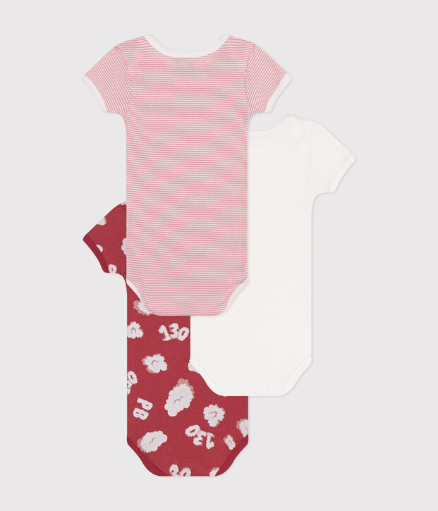 Juego de 3 bodis de beb&eacute; de manga corta de algod&oacute;n multicolor