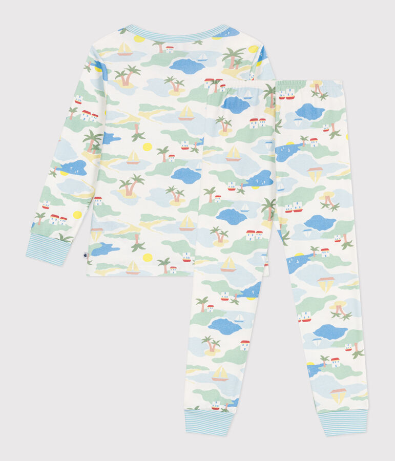 Pijama infantil de algod&oacute;n con estampado blanco/multicolor