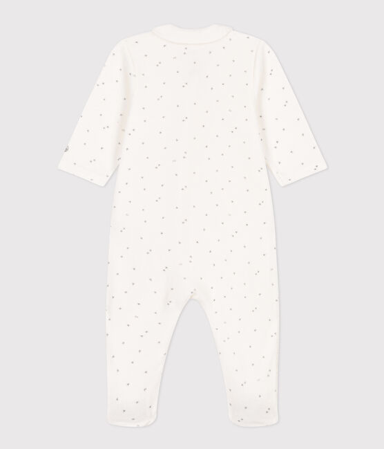 Pijama de terciopelo con estrellas para bebé blanco MARSHMALLOW/gris GRIS