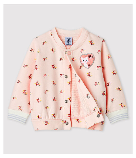 Abrigo teddy estampado de bebé niña rosa FLEUR/blanco MULTICO