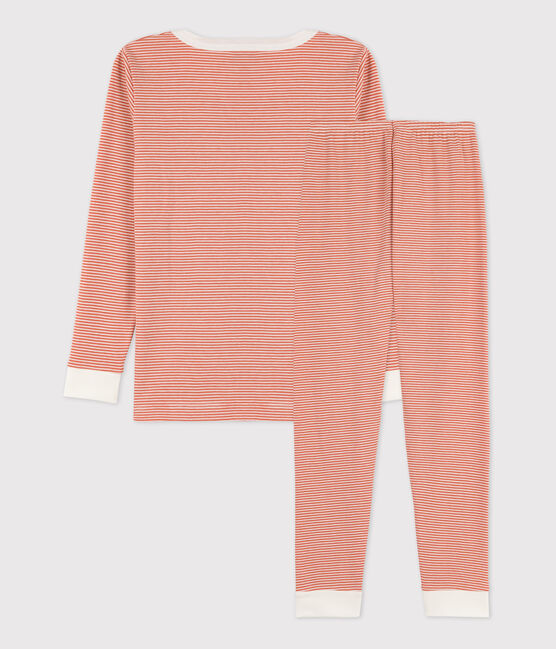 Pijama snugfit de algodón milrayas para niño/niña rosa BRANDY/blanco MARSHMALLOW