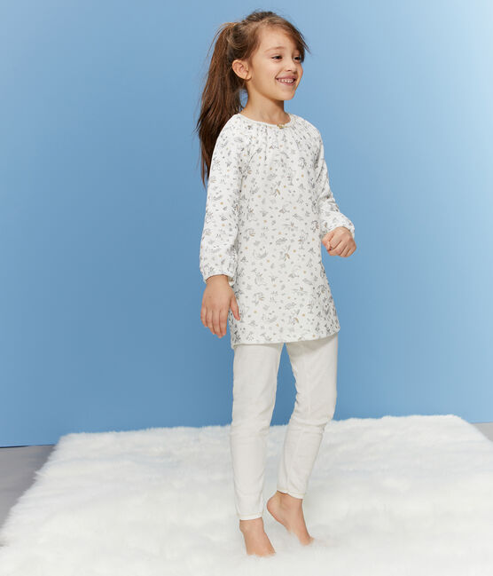 Camisón de terciopelo con «leggings» para niña pequeña blanco MARSHMALLOW/blanco MULTICO