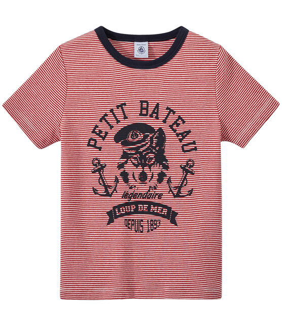 Camiseta de niño milrayas rojo TERKUIT/blanco MARSHMALLOW