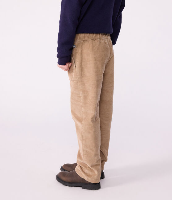 Pantalón infantil recto y liso de pana beige ROCHE CLAIR