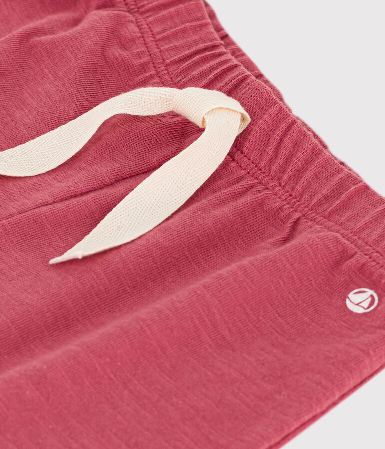 Shorts lisos de punto flameado para beb&eacute; rosa