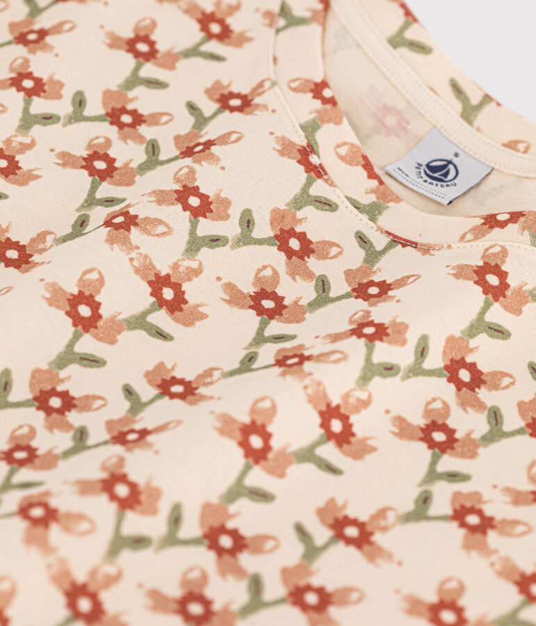 Camiseta LA RECTA de algod&oacute;n con cuello redondo para mujer crudo/multicolor