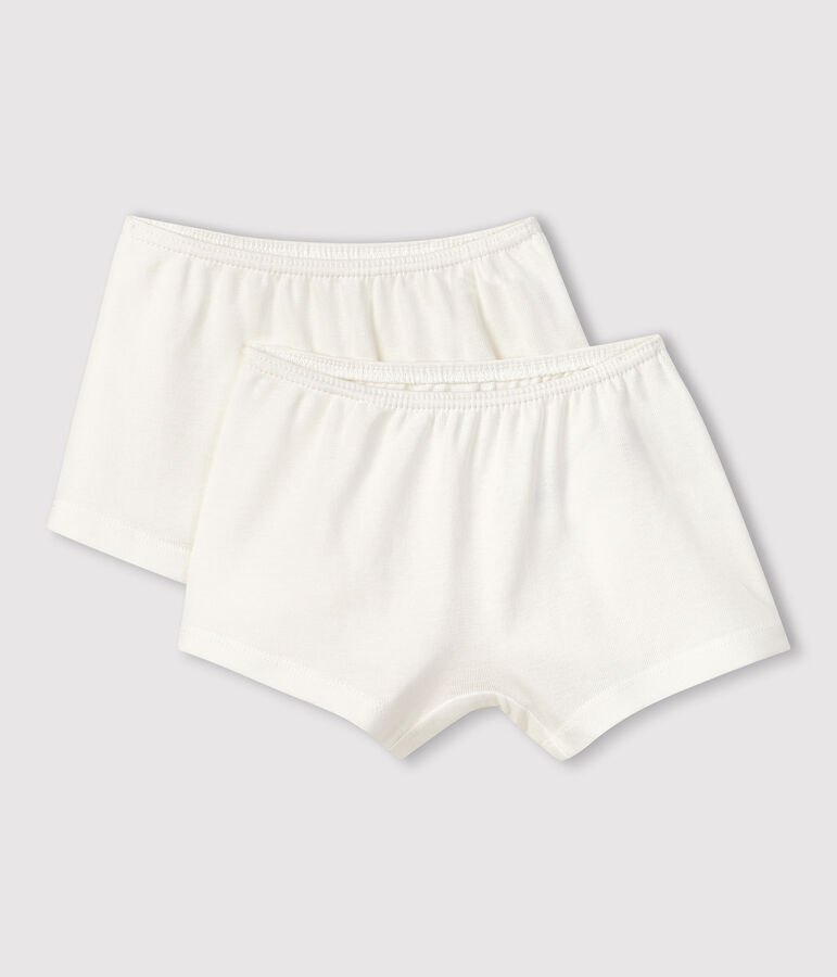 Juego de 2 culottes blancos de ni&ntilde;a de algod&oacute;n org&aacute;nico variante 1