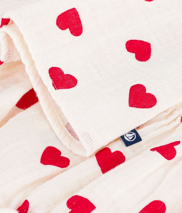 Vestido de algod&oacute;n y pololo con estampado de corazones para beb&eacute; rojo/rojo