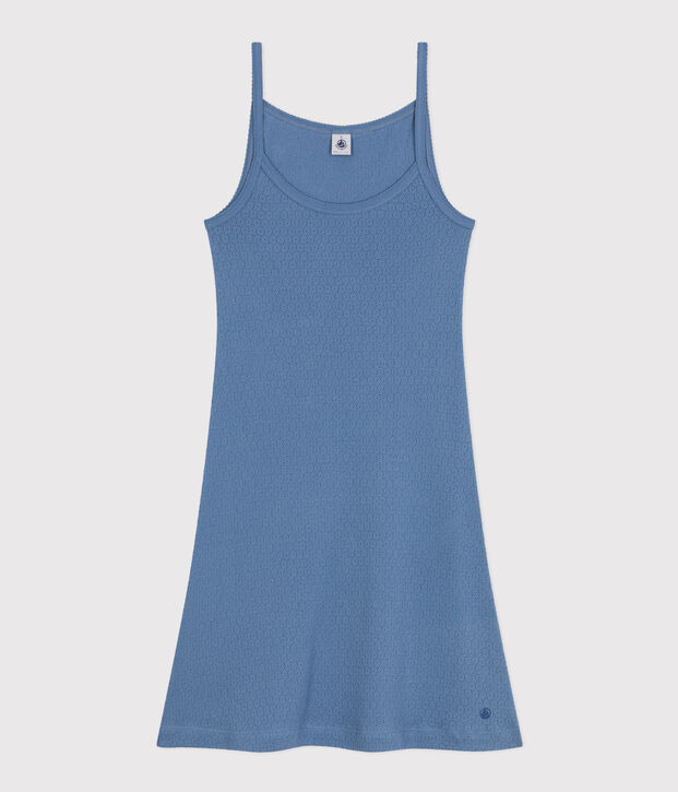 Camis&oacute;n de algod&oacute;n calado para mujer azul