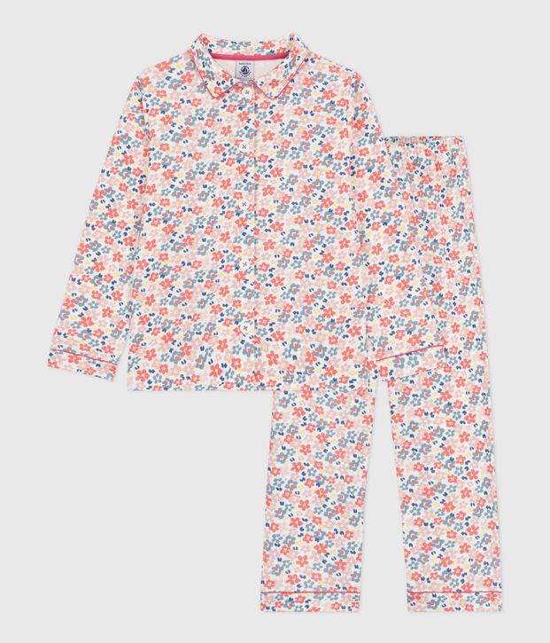Pijama infantil abotonado de algod&oacute;n estampado blanco/multicolor