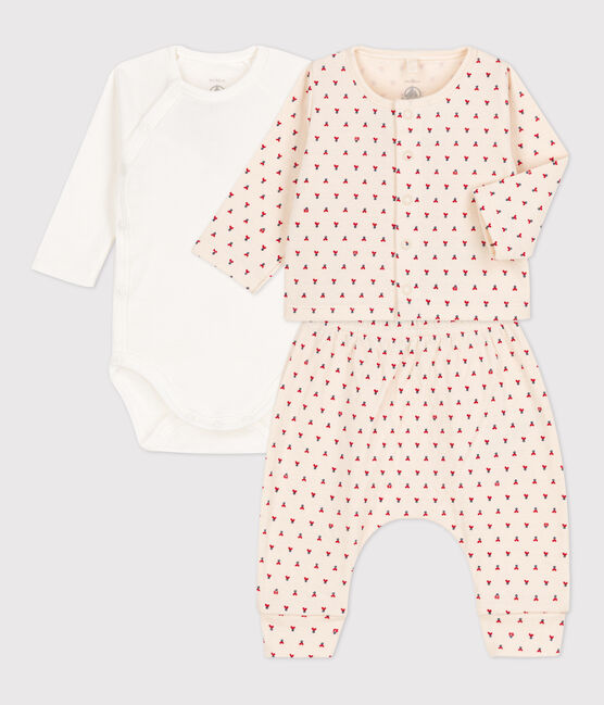 Conjunto de 3 piezas de túbico con estampado gráfico para bebé blanco MARSHMALLOW/blanco MULTICO