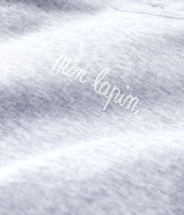 Pijama enterizo gris jaspeado de beb&eacute; de algod&oacute;n ecol&oacute;gico gris