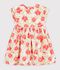 Vestido infantil de algod&oacute;n de manga corta con flores blanco/multicolor
