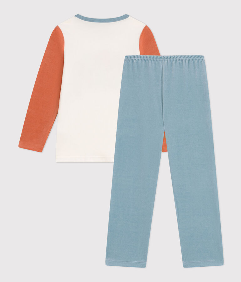 Pijama de terciopelo para ni&ntilde;o/ni&ntilde;a azul/multicolor