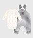 Conjunto de peto de rayas marineras y body estampado para bebé