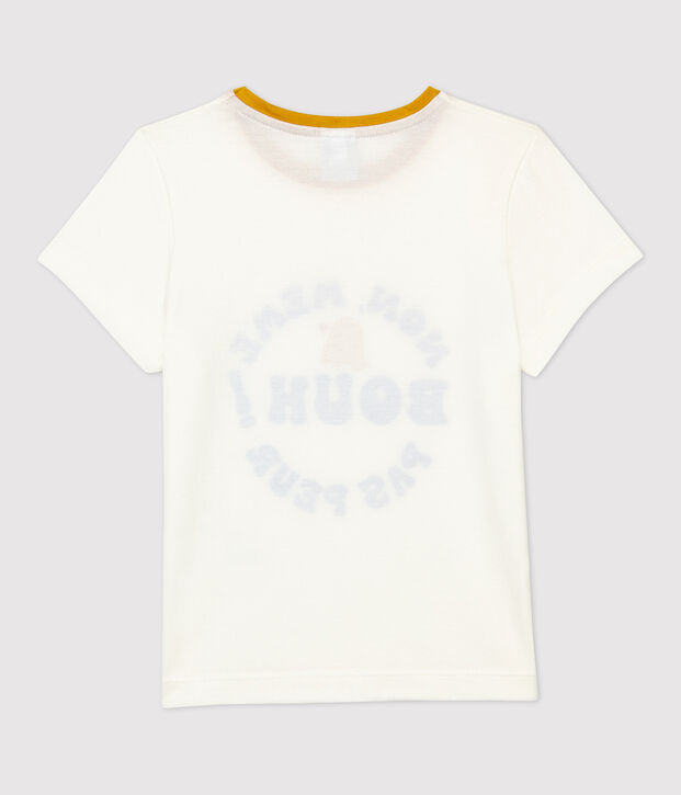 Camiseta de manga corta de algod&oacute;n de ni&ntilde;a blanco
