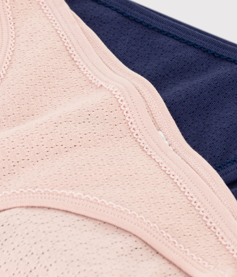 Juego de 2 braguitas de algod&oacute;n calado para mujer multicolor