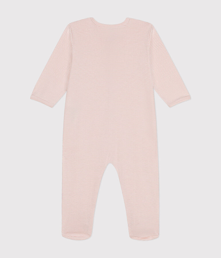 Pijama de algod&oacute;n para beb&eacute; rosa/blanco