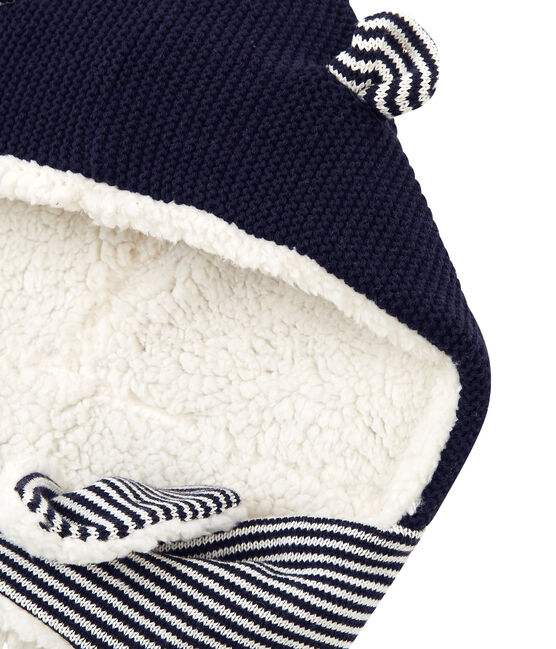 Gorro y bufanda de punto de bebé. azul SMOKING/blanco MARSHMALLOW