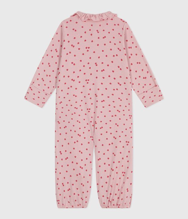 Mono saco de algod&oacute;n con cuello estampado para beb&eacute; rosa/multicolor