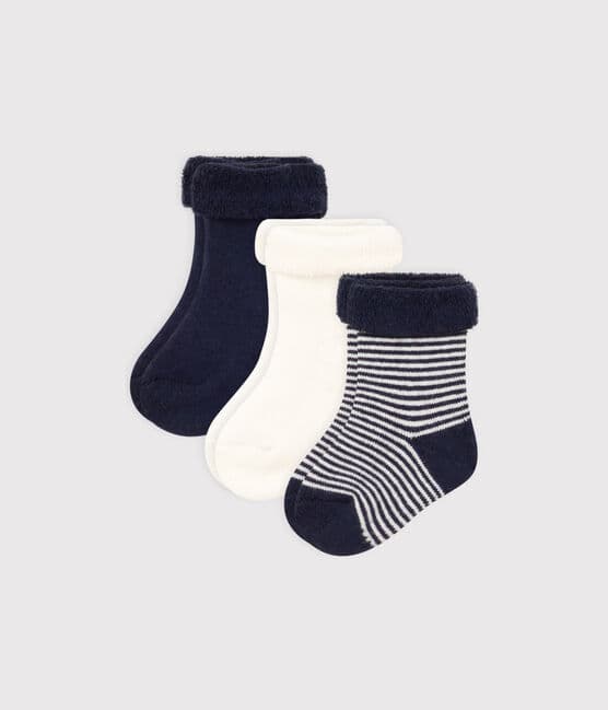 Juego de 3 pares de calcetines lisos de punto tricotado para bebé variante 3