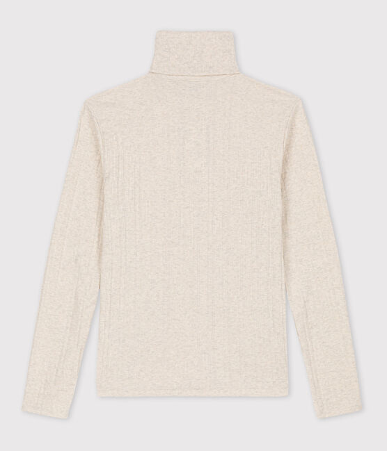 Camiseta L'ICONIQUE de punto jacquard con cuello vuelto beige MONTELIMAR CHINE