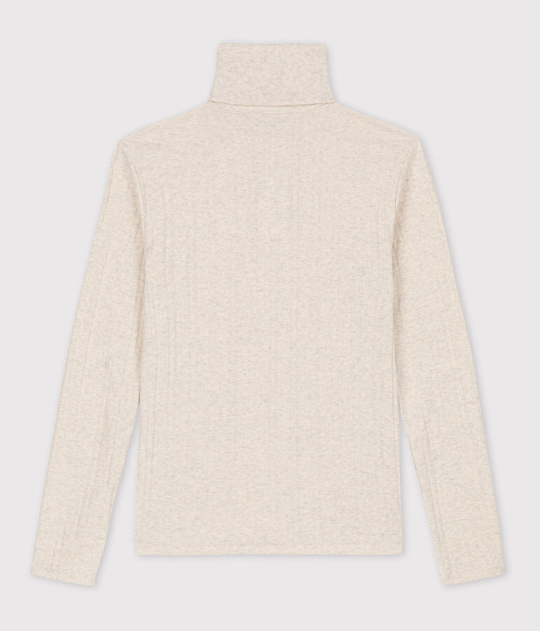 Camiseta L'ICONIQUE de punto jacquard con cuello vuelto beige