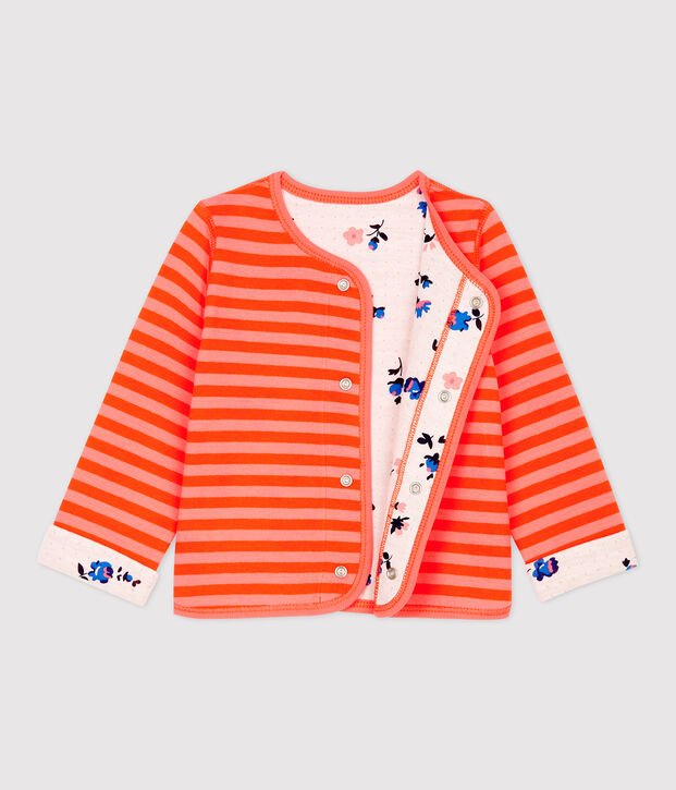 C&aacute;rdigan reversible de beb&eacute;. naranja/naranja