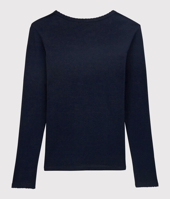 Camiseta ICONICA de punto «cocotte» de algodón para mujer azul SMOKING