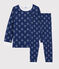Pijama de jacquard con yeti de lana y algodón para niño pequeño azul MEDIEVAL/blanco MARSHMALLOW